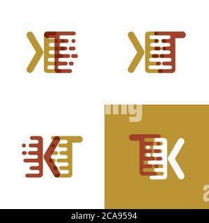 KT letters logo with accent speed in light brown and dark brown Stock Vector