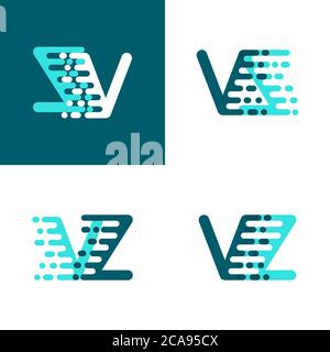 VZ letters logo with accent speed green and blue Stock Vector
