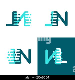 LN letters logo with accent speed in light green and dark green Stock Vector