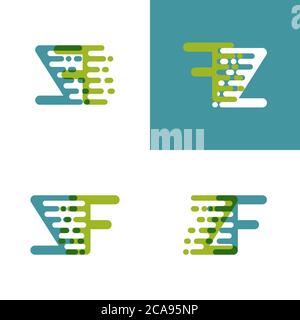 ZF letters logo with accent speed green and blue Stock Vector