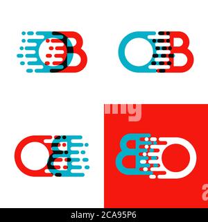 OB letters logo with accent speed in red and blue Stock Vector