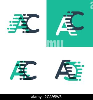 AC letters logo with accent speed in tosca green and dark blue Stock Vector