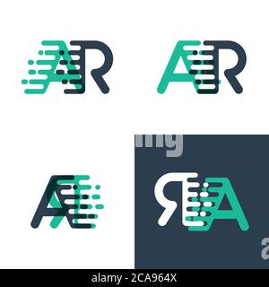 AR letters logo with accent speed in tosca green and dark blue Stock Vector