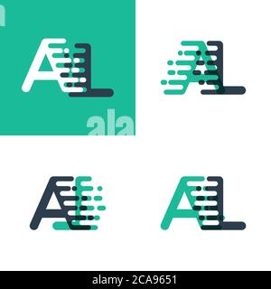 AL letters logo with accent speed in tosca green and dark blue Stock Vector