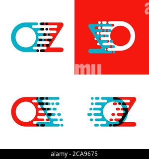 OZ letters logo with accent speed in red and blue Stock Vector