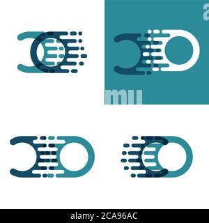 CO letters logo with accent speed in light green and dark blue Stock Vector