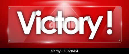 Victory word in transparent glass shapes Stock Photo