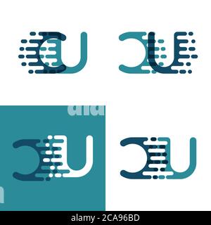 CU letters logo with accent speed in light green and dark blue Stock Vector