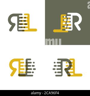 RL letters logo with accent speed in brown and dark yellow Stock Vector