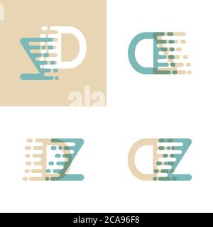 DZ letters logo with accent speed in cream and pastel green Stock Vector