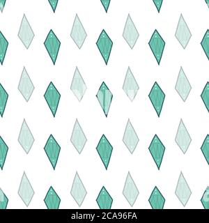 magic diamonds teal diamond shapes on white background Doodle Pattern Filled Seamless pattern Vector hand drawn illustrationsurface design Stock Vector