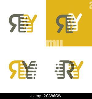 RY letters logo with accent speed in brown and dark yellow Stock Vector