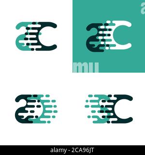 SC letters logo with accent speed in light green and dark green Stock Vector