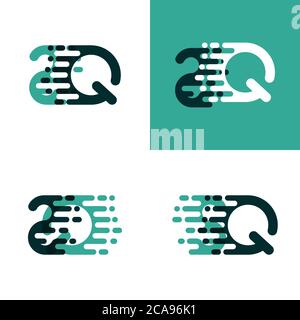 SQ letters logo with accent speed in light green and dark green Stock Vector