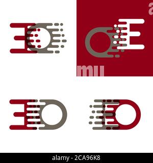EO letters logo with accent speed in drak red and gray Stock Vector