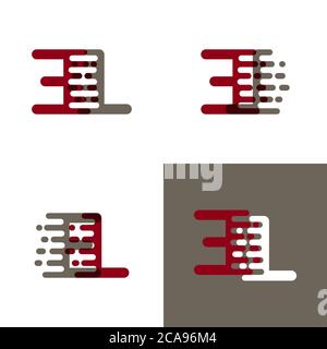EL letters logo with accent speed in drak red and gray Stock Vector