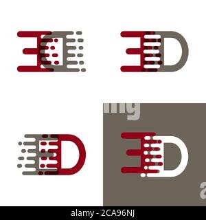 ED letters logo with accent speed in drak red and gray Stock Vector