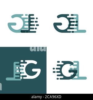 GL letters logo with accent speed in gray and dark green Stock Vector
