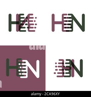 HN letters logo with accent speed in purple and dark green Stock Vector