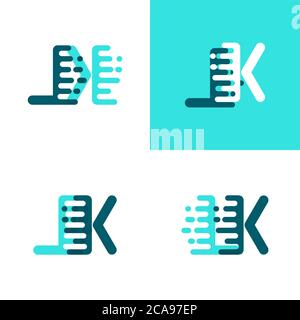 LK letters logo with accent speed in light green and dark green Stock Vector