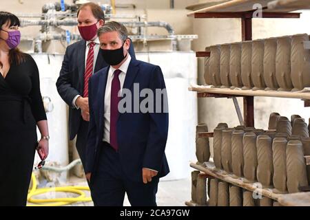 Labour leader Sir Keir Starmer during his visit to Wade Ceramics in Stoke-on-Trent, as part as part of his party's 'Jobs, Jobs, Jobs' campaign. Stock Photo