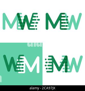 MW letters logo with accent speed in light green and dark green Stock Vector