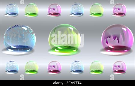air and water bubbles of different colors on abstract background Stock Vector