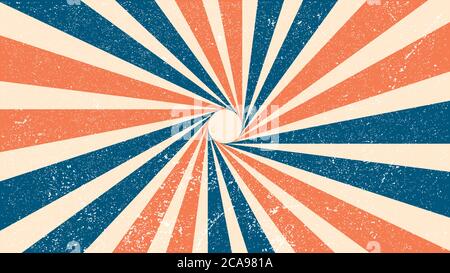 vector illustration retro grunge orange blue sunburst background template Stock Vector