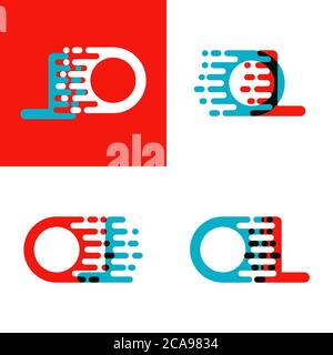 OL letters logo with accent speed in red and blue Stock Vector