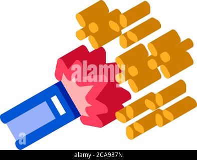 firework burning isometric icon vector illustration Stock Vector