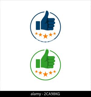 thumbs up star vector sign logo. symbol of good rating evaluation success and quality Stock Vector