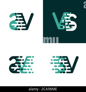 SV letters logo with accent speed in light green and dark green Stock Vector