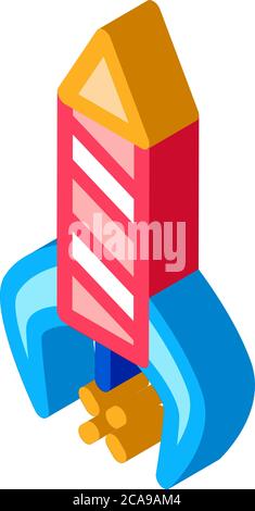 firework rocket isometric icon vector illustration Stock Vector