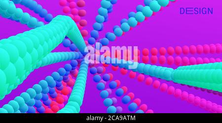 Connection structure with dynamic particles. 3D abstract background. Vector illustration. Stock Vector