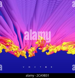 Array with dynamic emitted particles.  Abstract background. 3d vector illustration. Stock Vector