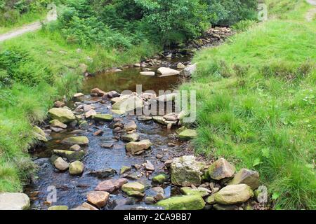 Limestone brook rocky river, Lead Mines Clough in Anglezarke, Chorley, England Stock Photo