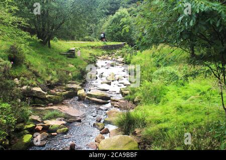 Limestone brook rocky river, Lead Mines Clough in Anglezarke, Chorley, England Stock Photo