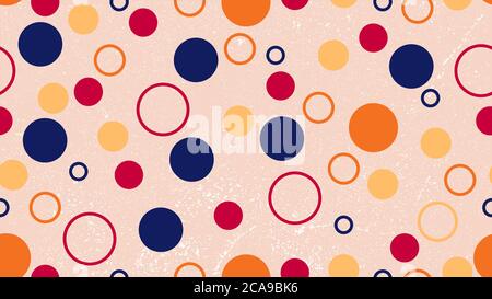 circles seamless patterns on retro background with vintage retro style template Stock Vector