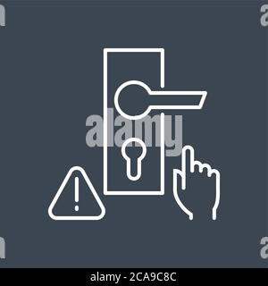 Don't touch door handle related vector thin line icon. Stock Vector