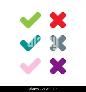 stylish check mark V X icon vector. Yes No true false symbol logo Stock Vector