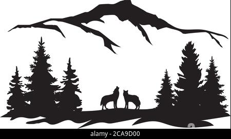 vector illustration of a wolf wilderness, nature background. animal world. Stock Vector