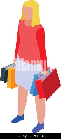 Shopping habit icon, isometric style Stock Vector