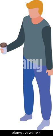 Drink coffee habit icon, isometric style Stock Vector