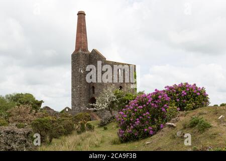 Ruined South Phoenix Mine building in Minions, Cornwall, UK Stock Photo