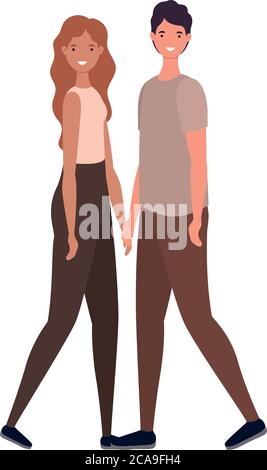 couple of woman and man avatars cartoons design, Person people and human theme Vector illustration Stock Vector
