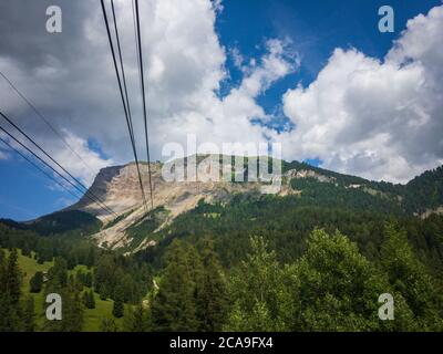 View from cable car to Seceda mountain in summer Stock Photo
