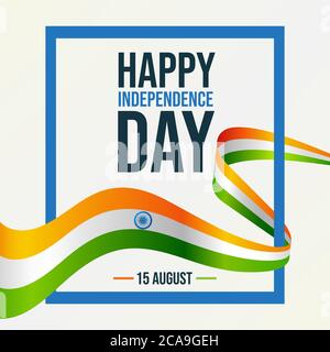 Happy Independence Day India, 15 August, Indian flag greeting poster for web, illustration vector Stock Vector
