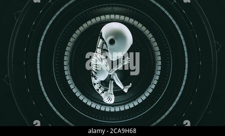 White Futuristic Artificial Intelligence Embryo Baby 3d illustration 3d render Stock Photo