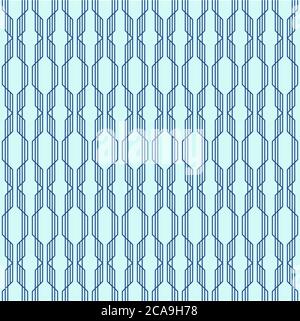 Seamless line pattern, abstract geometric background in navy blue and turquoise colors. Vector illustration. Stock Vector