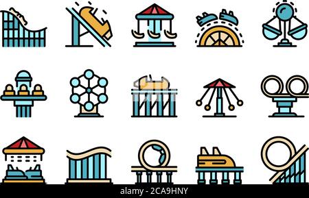 Roller coaster icons set vector flat Stock Vector
